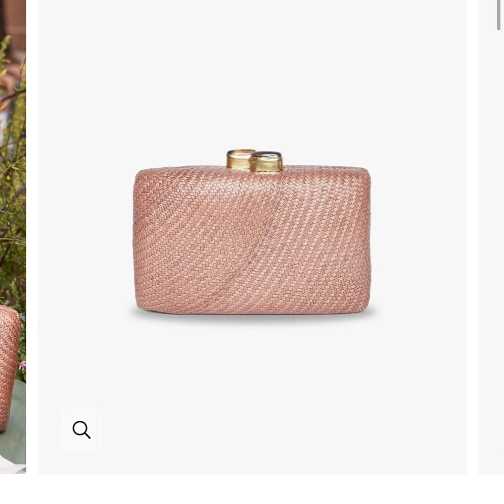 Handmade KAYU woven pink stone clutch